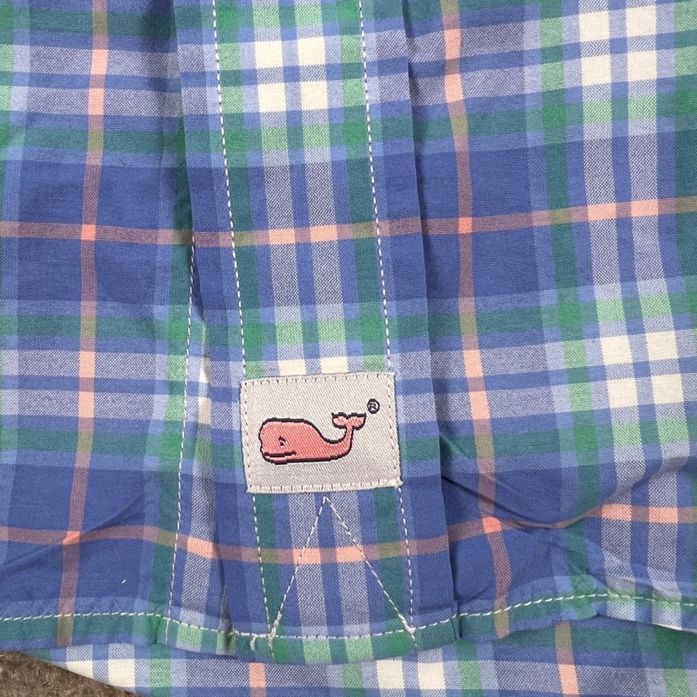Vineyard Vines Performance Blue Plaid Button Down Slim Fit Murray Shirt Medium - Picture 5 of 7